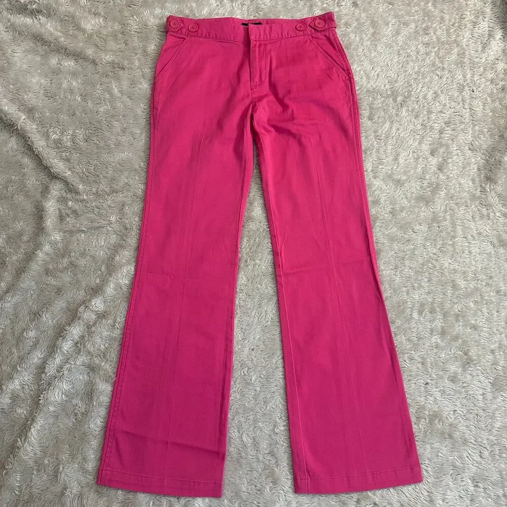 Vintage Y2K Girls 16 Ralph Lauren Pink Chino Bootcut Jeans Pants Cotton